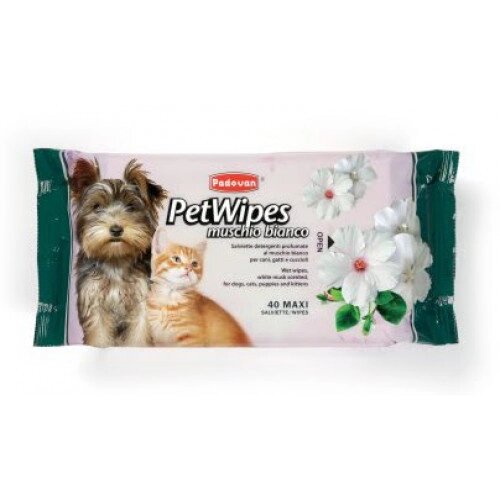 Pet Wipes Talco/Очищаючі вологі серветки з ароматом тальку PADOVAN Pet Wipes Talco 40 шт від компанії Медовий Рай - фото 1