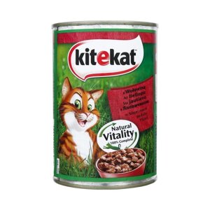 Корм для кішок Kitekat з яловичиною, 400г консерва (кітікет)