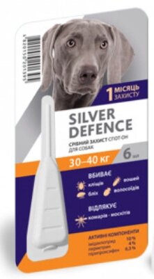 Срібний Захист для собак 30-40 кг  Silver Defence краплі на холку від бліх, кліщів, 1 піпетка від компанії Медовий Рай - фото 1