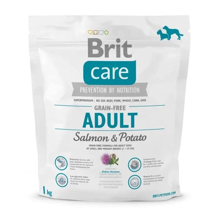 Сухий корм для собак вагою до 25 кг Brit Care GF Adult Salmon&Potato 12 від компанії Медовий Рай - фото 1