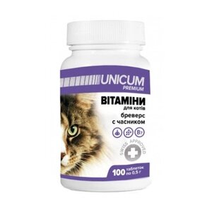Вітаміни Unicum Premium з часником для котів, 100 таб