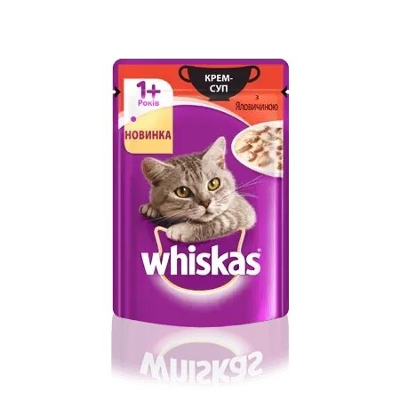 WHISKAS Крем-суп з яловичиною для дорослих котів, 85 г (вискас) від компанії Медовий Рай - фото 1