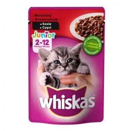 WHISKAS (пауч) Корм для кошенят з яловичиною в соусі, 85 г (віскас) від компанії Медовий Рай - фото 1