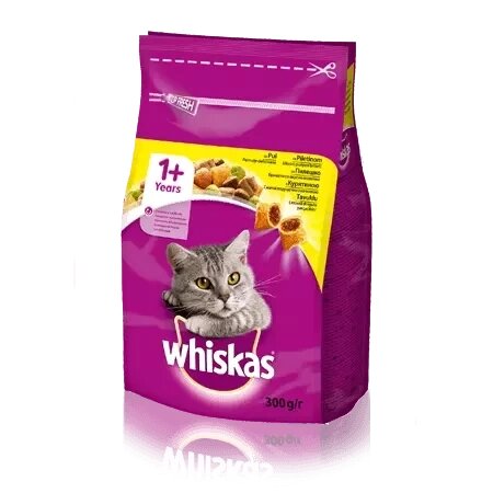 WHISKAS Смачні подушечки з курятиною для дорослих котів, 300 г (віскас) від компанії Медовий Рай - фото 1