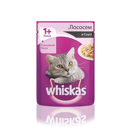 WHISKAS з лососем у соусі для дорослих котів, 100 г (віскас) від компанії Медовий Рай - фото 1