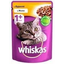 WHISKAS з куркою у желе для дорослих котів, 100 г (вискас)