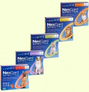 Жувальні таблетки Merial Nexgard Spectra (Нексгард Спектра) для собак 2-3,5 кг 3,5-7,5 кг, Собаки