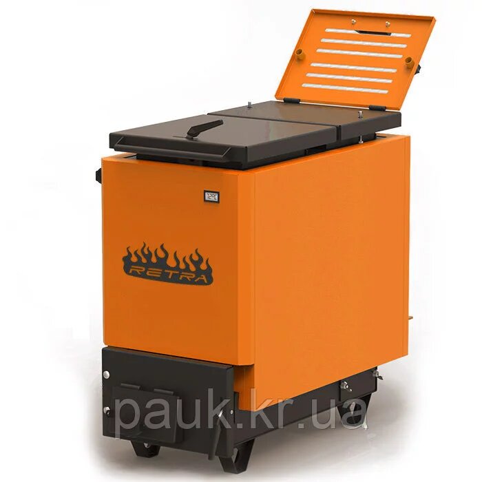 Котел шахтного типу 32 кВт РЕТРА-6М Orange, котел на твердому паливі енергонезалежний від компанії ПАУК - інтернет-магазин торгового,складського,опалювального обладнання - фото 1