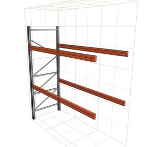 Палетний фронтальний приставний стелаж 3000(H) х 2700 (L) х1100 мм (пол. 2 рівня по 2300 кг на рівень)