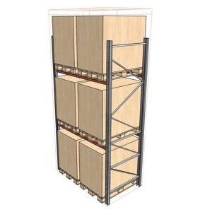 Стелаж для складу палетний 4500(H) х 1800 (L ) х1100 мм (пол. + 2 рівня по 2400 кг на рівень)