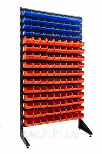 Складський стелаж 1800мм 135 ящиків, односторонній стелаж для метизних ящиків, кольорові ящики П/С