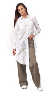 Біла довга блузка з вишивкою арт. 189-21/09 56