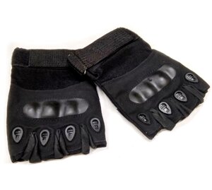 Тактические армейские перчатки без пальцев (цвет черный), размер М