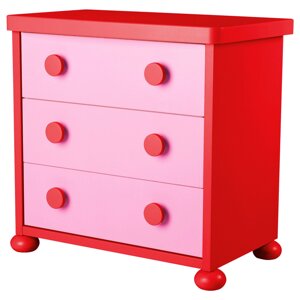 Комод з 3 ящиками, рожевий / червоний ( б / у ) Іkea Mammut