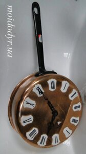 Мідна сковорода - годинник з циферблатом