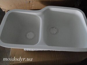 Мийка кухонна гранітна двочашева Sanitec (Sinmar) 380x670x200 під стільницю