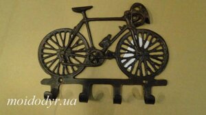 Декоративна накладка чавунна ключниця, вішалка "Велосипед"