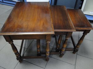 Набір з 3-х дерев'яних столиків (темно-коричневий), ручна робота