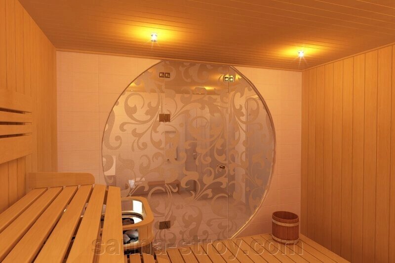 Скляний фасад матований з малюнком овал від компанії Sauna Stroy Service - фото 1