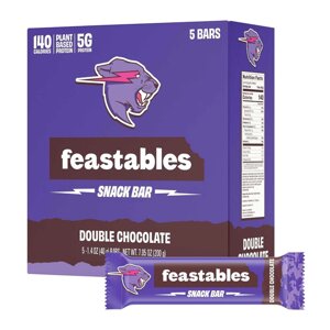 Батончики MrBeast з подвійним шоколадом Feastables MrBeast Double Chocolate, 5 х 40 г