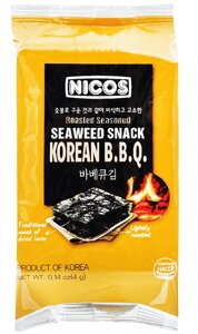 Чіпси з морських водоростей Nicos Seaweed Snack Korean BBQ 4г