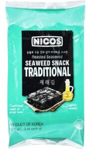Чіпси з морських водоростей Nicos Seaweed Snack Traditional Flavor 4г