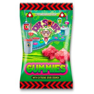 Кислі желейні цукерки Dr. Sour Gummies зі смаком полуниці 200г