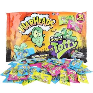 Цукерки кислі Halloween Warheads Sour Taffy Individually Wrapped Assorted Chewy Candies 50 шт