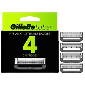 Змінні насадки для станка Gillette Labs Men's Razor Blade Refills with Exfoliating Bar 4 шт