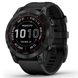 Спортивний годинник GARMIN Fenix 7 Sapphire Solar Black DLC Titanium with Black Band - Уцінка