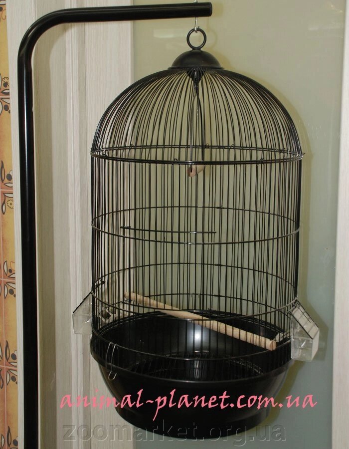 Клітка кругла чорна для папуг 40х70 см від компанії Універсальний магазин - фото 1