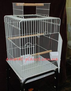 Клітка для попугая біла, велика клітка для середніх і великих папуг 50х50х65 cм