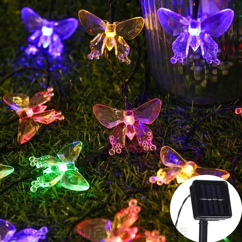 Гірлянда на сонячних батареях з світяться елементами у вигляді милих метеликів - замовити