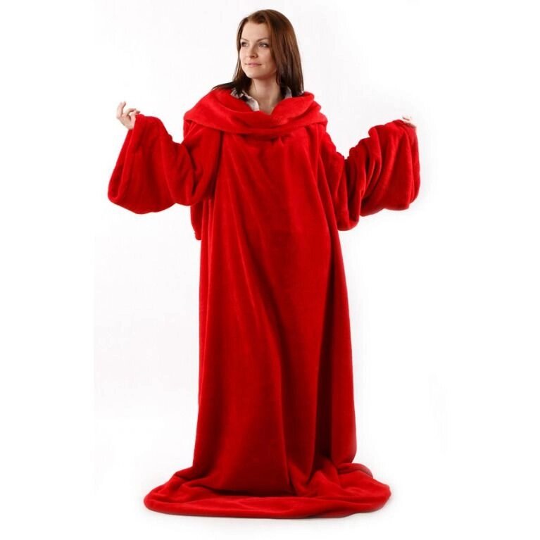 Плед ковдра з рукавами Снаггі Бланкет, Snuggie Blanket червоний - акції
