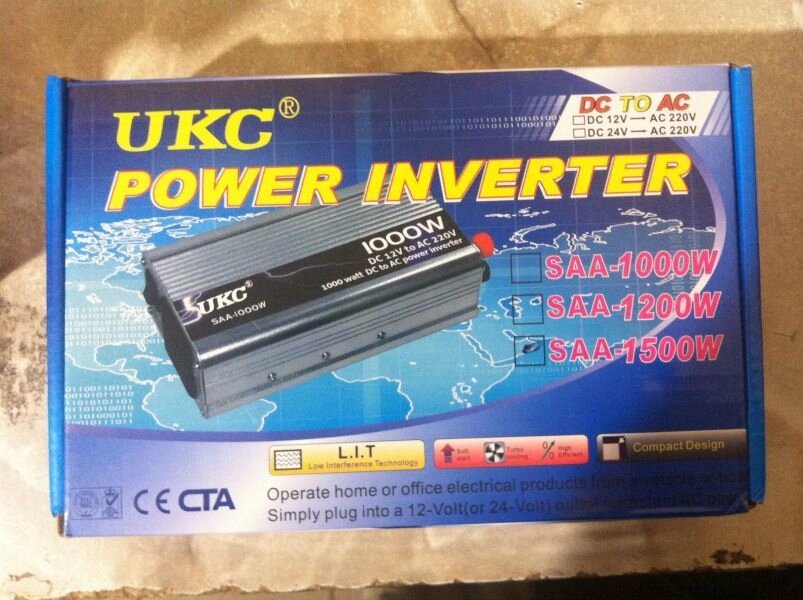 Перетворювач напруги UKC Technology 1500W, автомобільний інвертор 12 / 220В 1500Вт (black series) - гарантія