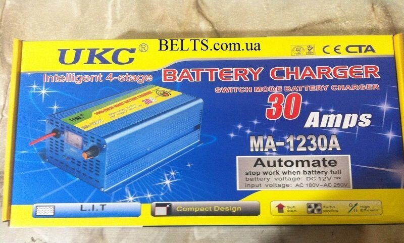 Зарядний пристрій для автомобільного акумулятора 12 вольт 30 ампер, UKC Battery Charger 30A, МА - 1230 - опис