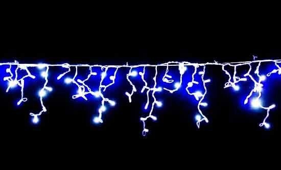 Голубая гирлянда бахрома (новогодняя штора) 220 LED - доставка