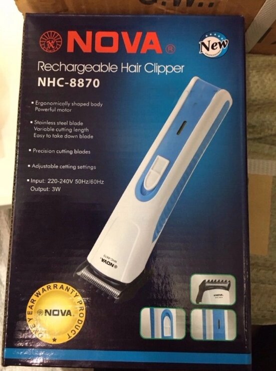 Чоловіча машинка для стрижки волосся Nova NHC - 8870 (Rechargeable Hair Clipper перезаряджається триммер Нова 8870) - переваги