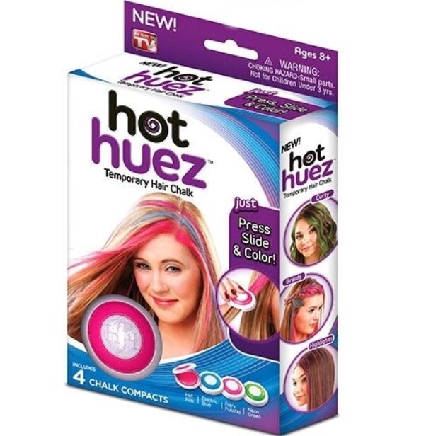 Кольорова крейда для волосся Hot Huez, пудра для фарбування волосся Хот Хьюз - СЕТАВІР
