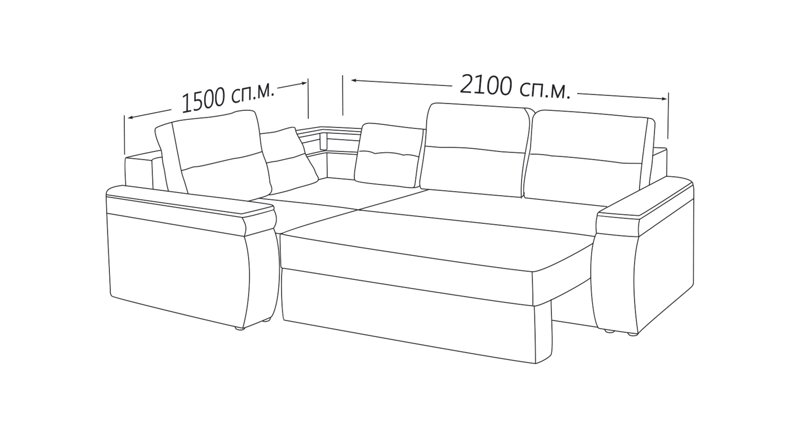 Угловой диван размер 220х160