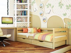 Односпальне дерев'яне ліжко Нота без ящиків Естелла Ірпінь