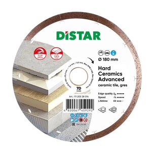 Диск алмазний по керамограніту Distar 1A1R Hard ceramics Advanced 180x25.4x1.4 мм (11120528014)