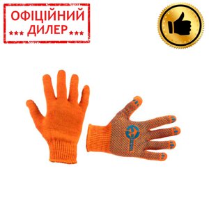 Рукавичка б/п трикотаж з крапковим покриттям PVC на долоні (оранжева) INTERTOOL SP-0131 STP