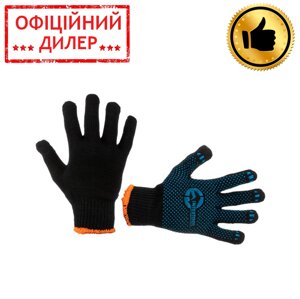 Рукавичка трикотажна акрилова вкрита PVC крапками на долоні 9"синя) INTERTOOL SP-0132 STP