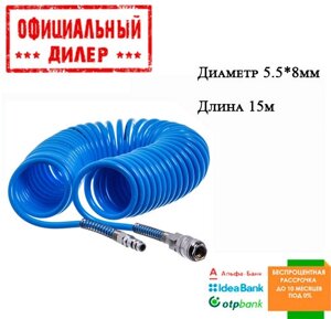 Шланг для компресора 15 м спіральний поліуретановий 5,5*8мм AIRKRAFT AHC46-C