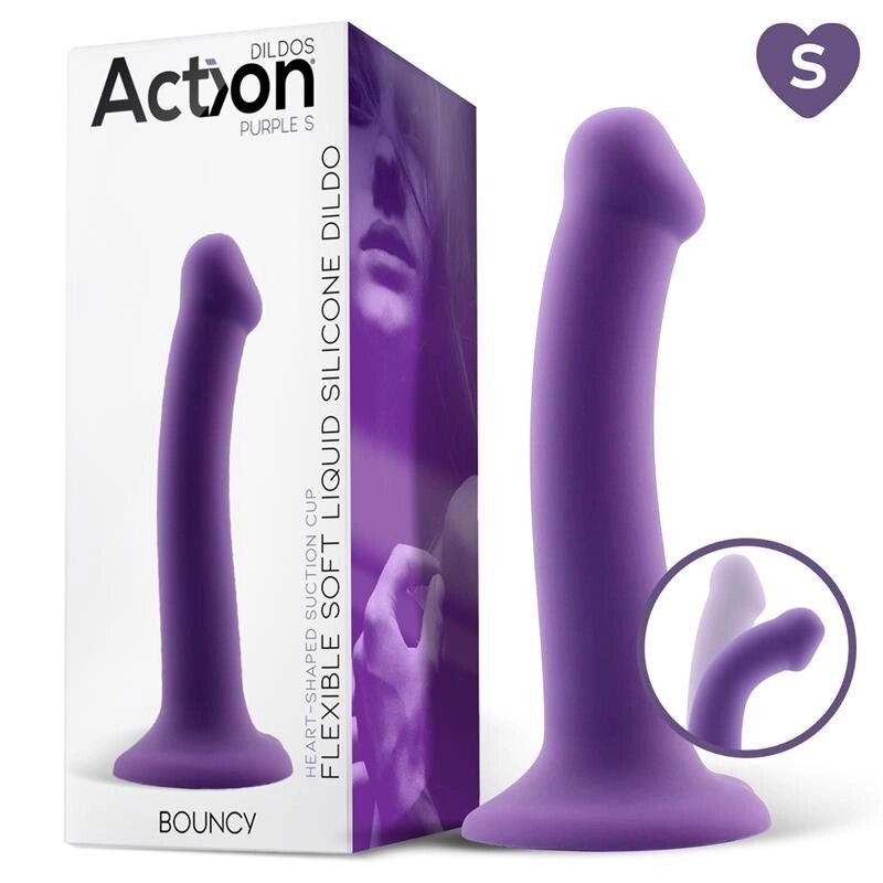 ACTION BOUNCY LIQUID SILICONE DILDO HIPER FLEXIBLE 6.5 - 16.5 CM SIZE S PURPLE від компанії Elektromax - фото 1