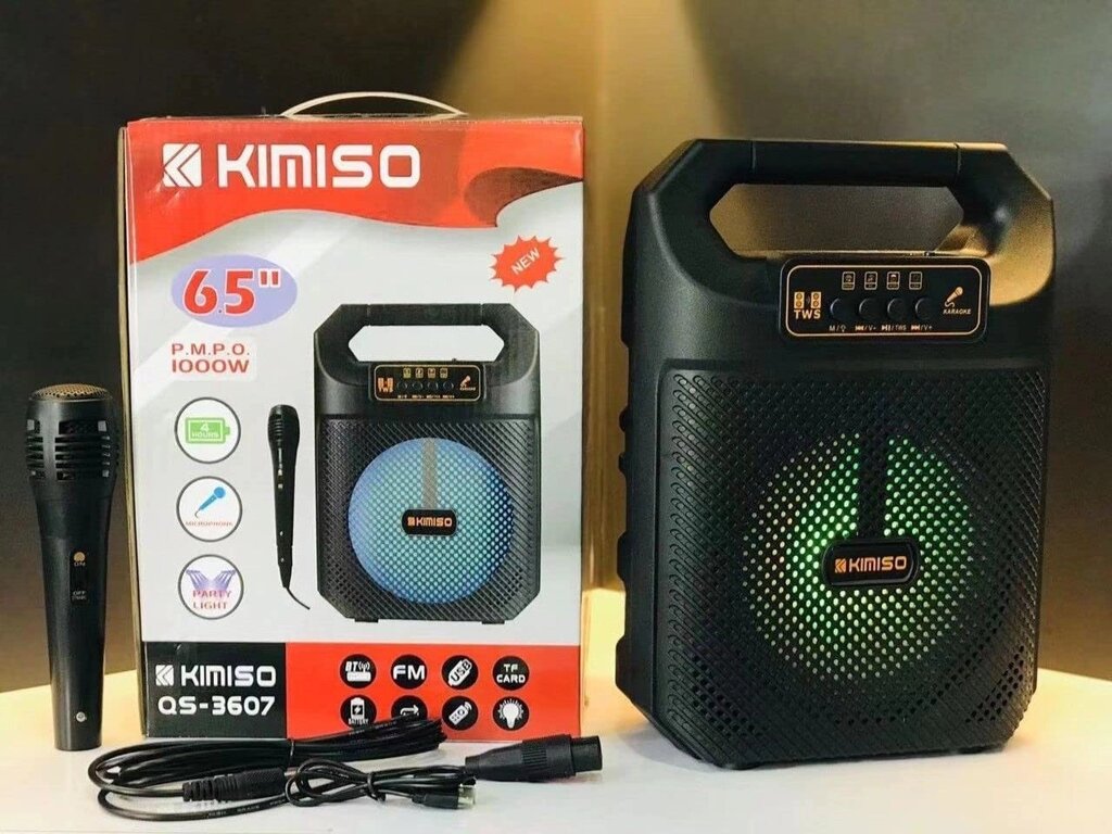 Активна підлогова колонка KIMISO QS-3607 з мікрофоном від компанії Elektromax - фото 1