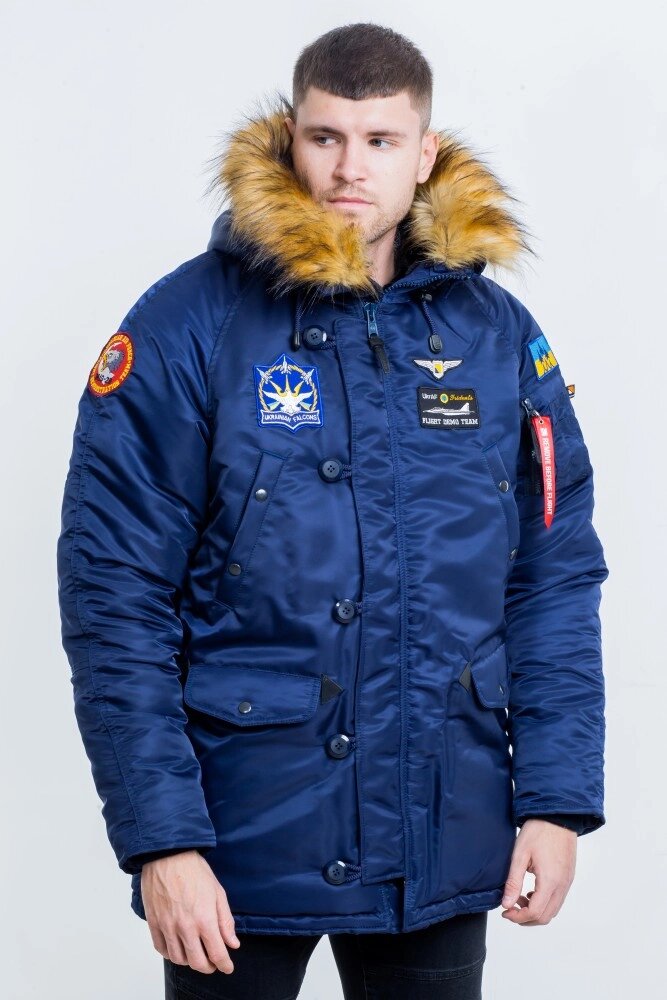 Аляска Olymp з нашивками Ukrainian Falcons - Аляска N-3B, Slim Fit, Navy від компанії Elektromax - фото 1