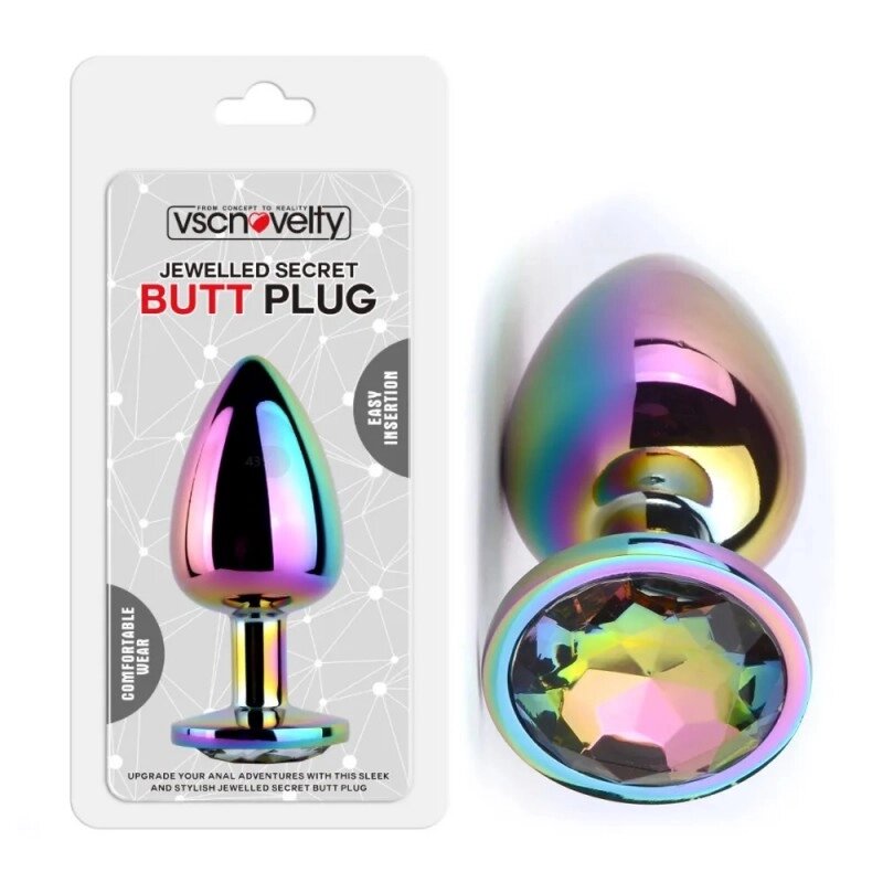 Анальна пробка Jewelled Secret Butt Plug Rainbow Large від компанії Elektromax - фото 1