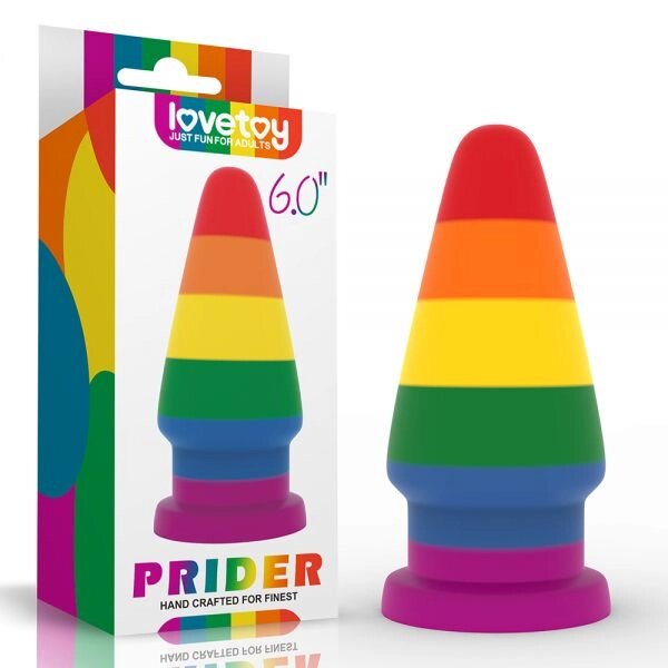 Анальна пробка райдужна LGBT Prider Anal Plug 6.0 від компанії Elektromax - фото 1